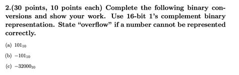 Solved 2 30 Points 10 Points Each Complete The Following