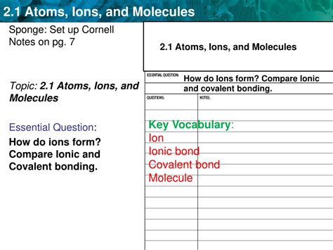 PPT Sponge Set Up Cornell Notes On Pg 5 Topic 2 1 Atoms Ions And