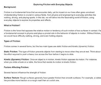 exploring friction  everyday objects lp included  learning