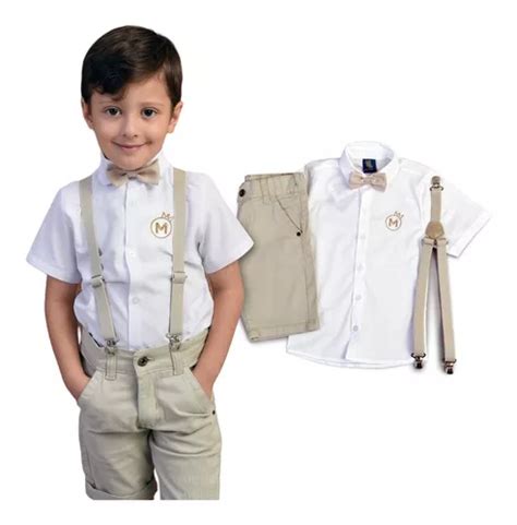 Conjunto Mauricinho Roupa Infantil Menino Camisa Mc Bermuda