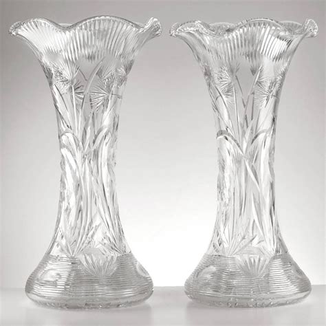 Pair Of Monumental Cut Crystal Vases By Libbey At 1stdibs Libbey Vases