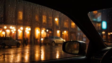 Rain On Car Roof Sounds Stormy Rain On Window From Inside Car For