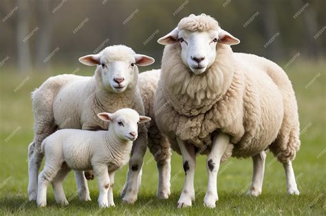 Premium Photo Ewe Sopravissana Sheep With Her Lambs Isolated On White