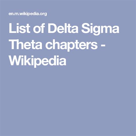 List of Delta Sigma Theta chapters - Wikipedia | Delta sigma theta ...