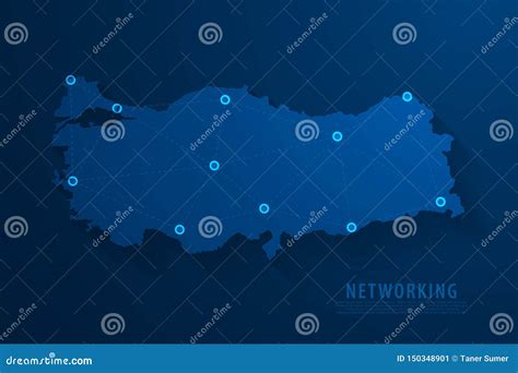 Simple Blue Turkey Map Technology Background Vector Stock Vector