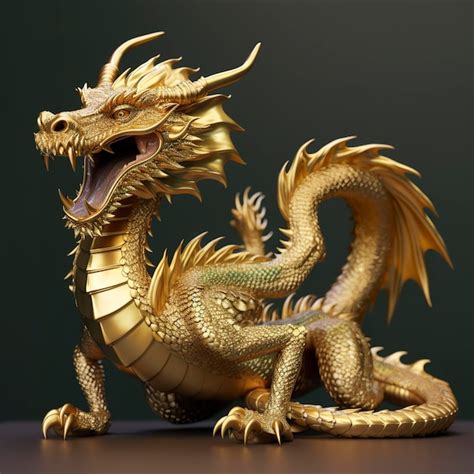 Premium AI Image | Golden dragon statue Chinese dragon made of gold AI ...