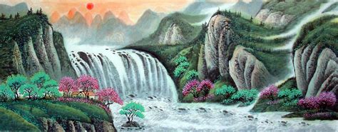 Chinese Painting: Waterfall - Chinese Painting CNAG221016 - Artisoo.com