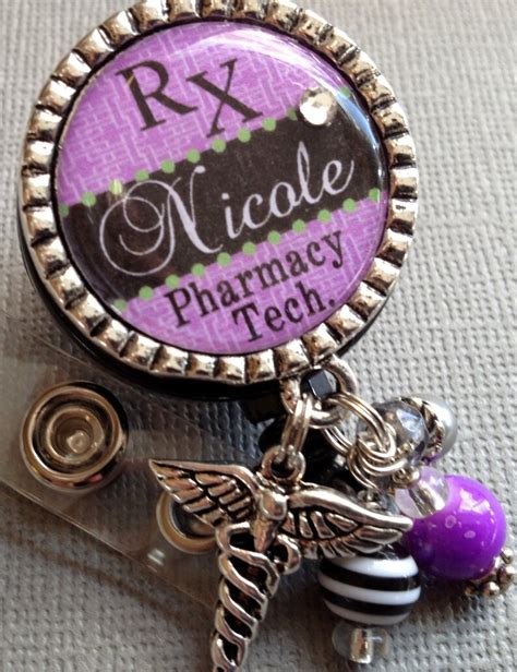 Pharmacy Tech Id Badge Reel Personalized Pharmacistrx Etsy