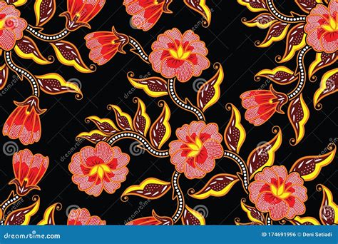 Seamless Pattern With Floral Vector Illustration Indonesian Batik