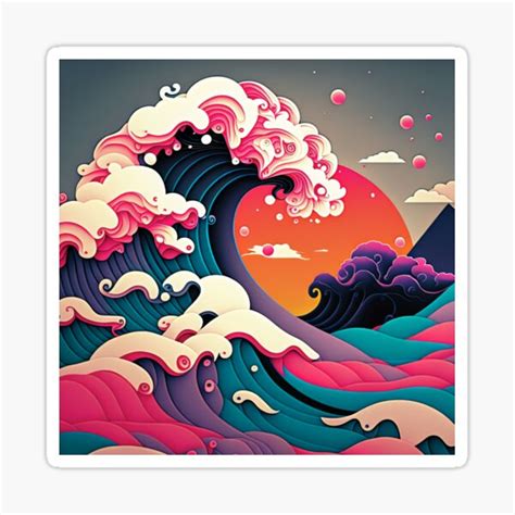 Abstract The Great Wave Off Kanagawa Sticker For Sale By Ozasblack