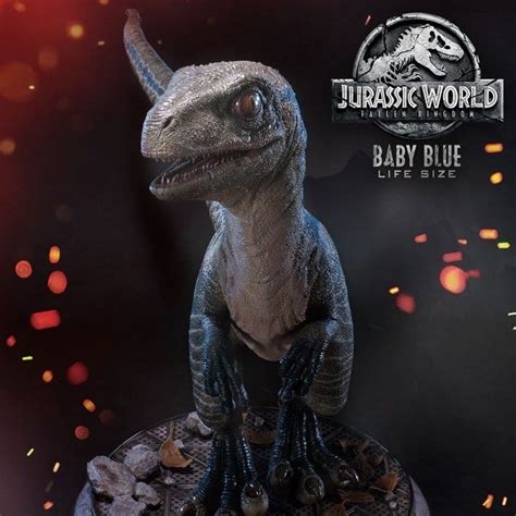 Baby Blue Jurassic World Fallen Kingdom Life Size Statue Piece