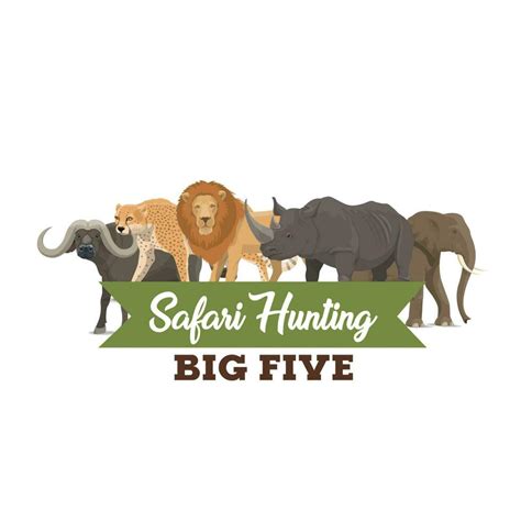 Safari hunting, vector African big five animals 23486448 Vector Art at Vecteezy