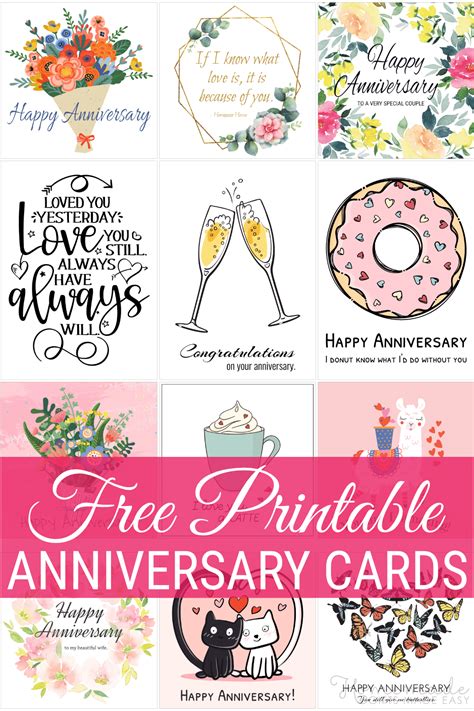 Free Printable Anniversary Cards for Valentine's Day 2024