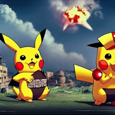 KREA Pikachu Fighting Stalin In Ww 2 Uniform And A Mustache