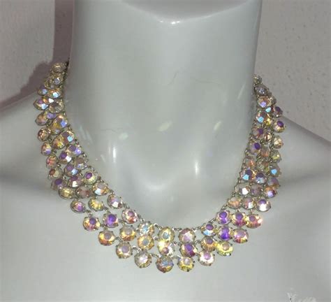 On Hold Vintage 50s Aurora Borealis Triple Strand Open Back Etsy Crystal Necklace Vintage