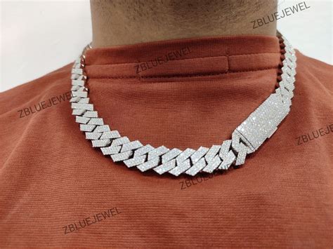 14 MM 20 INCHES VVS Moissanite Studded Cuban Link Chain Hip Hop