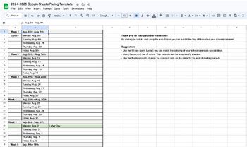 Google Sheets Pacing Guide Template By Teacherstekk Tpt