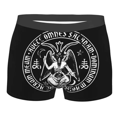 Men Baphomet Satanic Crosses With Hail Satan Underwear Satanic Lucifer Devil Witchcraft Boxer