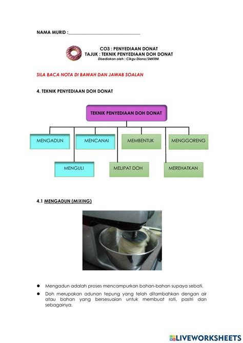 Penyediaan Donat Interactive Activity Live Worksheets