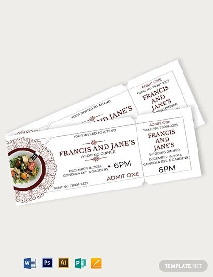 23+ Dinner Ticket Templates in AI | InDesign | Word | Pages | PSD ...