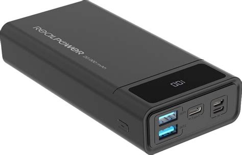 RealPower PB 20K PD Powerbank 20 000 MAh Met USB C PD Display Zwart Bol