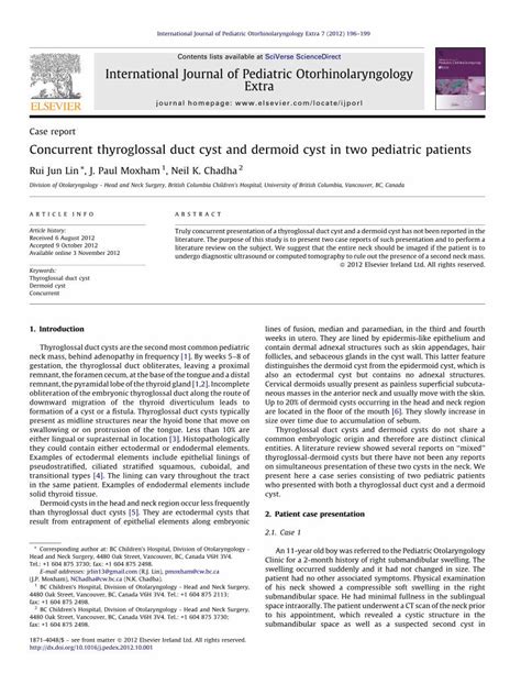 Pdf Concurrent Thyroglossal Duct Cyst And Dermoid Cyst In Two