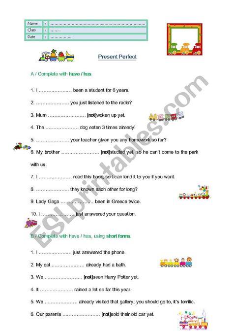 Present Perfect ESL Worksheet By Sonyajuly