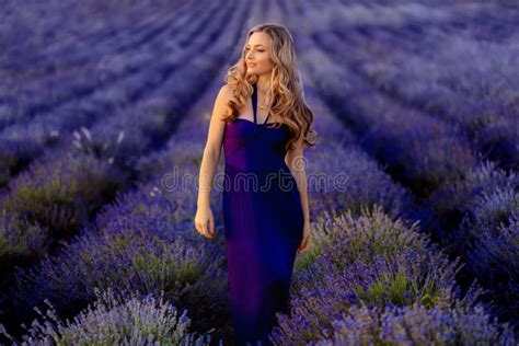 Beautiful Girl On The Lavender Field Beautiful Woman In The Lavender