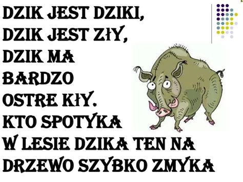 Ppt Dzik Jest Dziki Dzik Jest Z Y Dzik Ma Bardzo Ostre K Y Kto