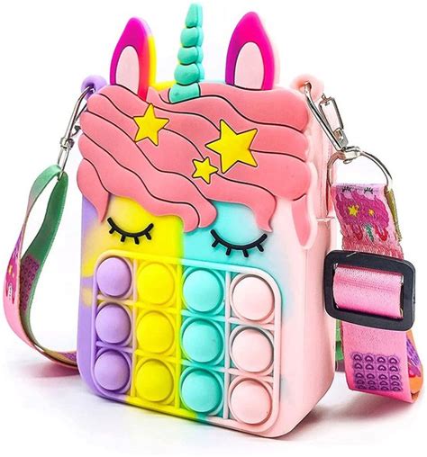 Pop It Tas Fidget Toys Unicorn Tas Regenboog Pop Its