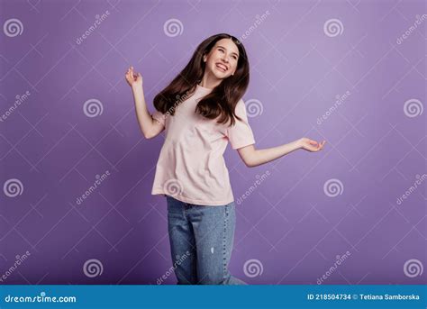 Portrait Of Happy Positive Girl Have Carefree Fun Good Mood Look Side