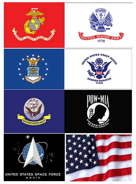 Armed Forces Flags Set US Space Force , Army, Navy, Air Force, Marine ...