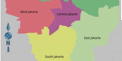 Jakarta districts map - Map of Jakarta districts (Java - Indonesia)