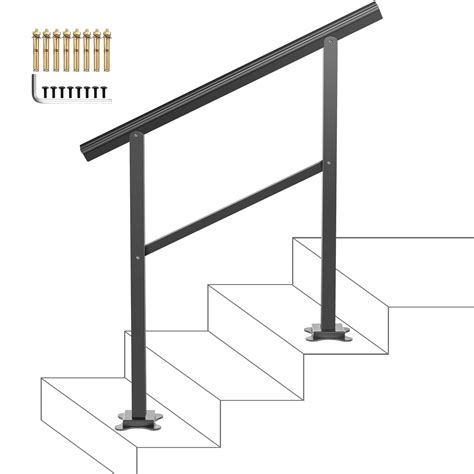 Vevor Outdoor Handrail 165lbs Load Handrail Outdoor Stairs Aluminum Stair Handrail 36 X 35