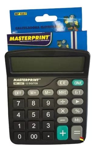 Calculadora Masterprint Mp1087 de 12 dígitos color negro MercadoLibre