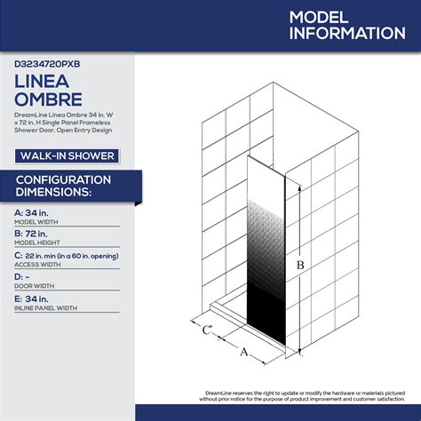 Dreamline Linea Ombre Inch W X Inch H Single Panel Frameless