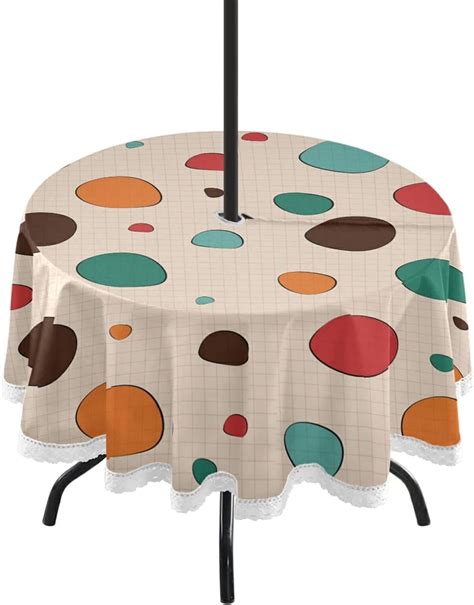 Hyjoy Round Tablecloth Color Dots Waterproof Table Cover With