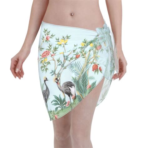 Coaee Chinoiserie Floral Palm Tree Women S Short Sarongs Beach Wrap