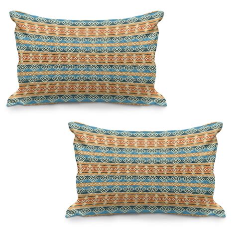 Southwestern Quilted Pillowcover Set Of Striped Backdrop With