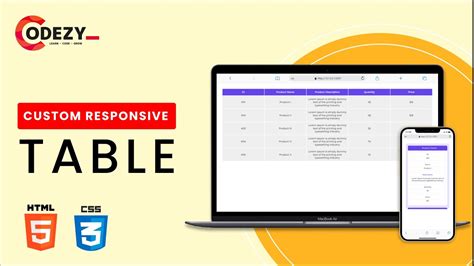 Custom Responsive Table Design Html And Css Tutorial Youtube