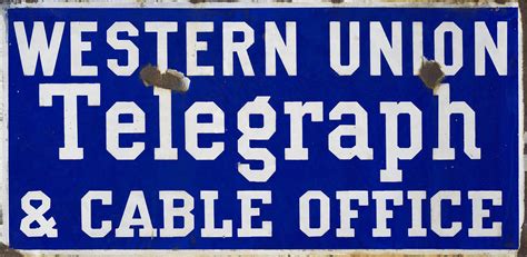 Western Union Telegraph And Cable Office Advertising Metal Sign White