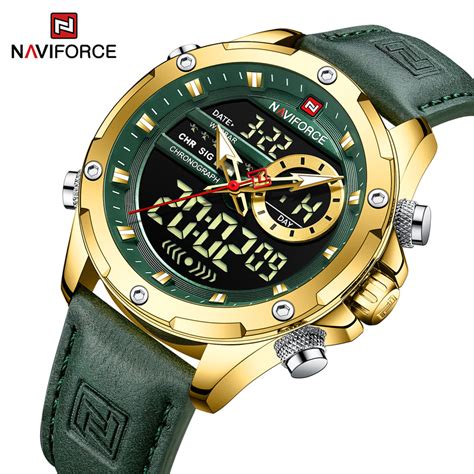 Naviforce L Sgngn Men Leather Watches Casual Fashion Waterproof Lcd