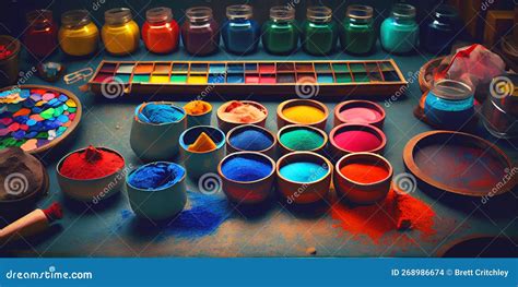 Colourful Open Paint Pots Stock Illustration Illustration Of Decorates