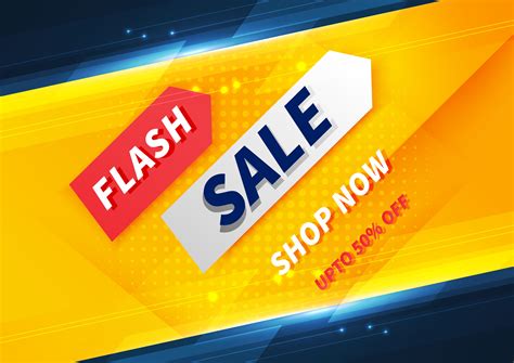 Flash sale banner design template offer shopping on yellow background ...