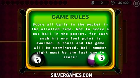 Billiards Online Play Online On Silvergames 🕹️