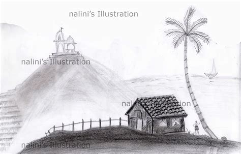 Village Scene Sketch at PaintingValley.com | Explore collection of ...