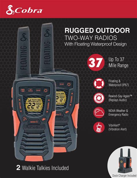 Cobra Acxt R Flt Floating Walkie Talkies For Adults Waterproof