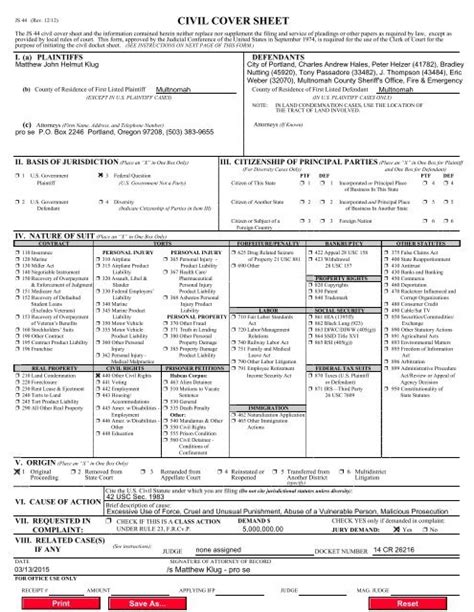 Civil Cover Sheet