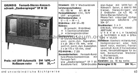 Zauberspiegel Fernseh Stereo Konzertschrank Tv Radio Grundig Radio