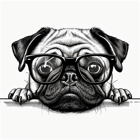 Adorable Black And White Pug Illustration With Glasses Mug Playground